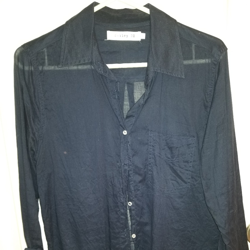 Navy Long Sleeve Button Down Shirt